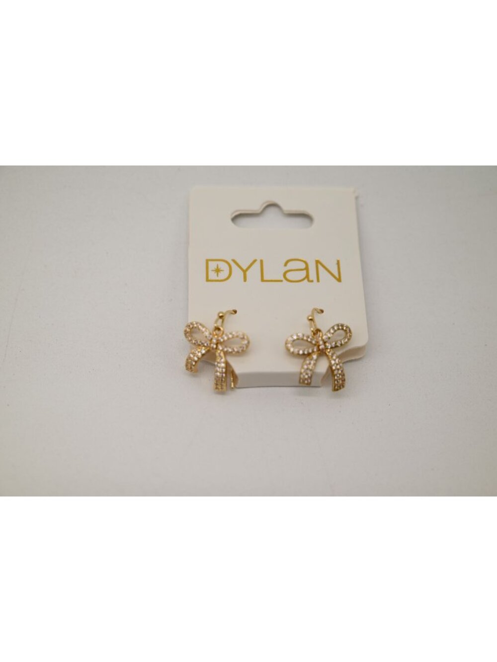 NWT Dylan Jewelry Gold Tone Bow Dangle Earrings Rhinestone Crystal Statement